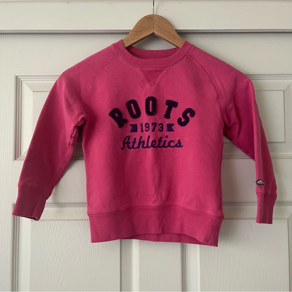 Roots Canada Youth Girls Pink Crewneck Sweater Size L 5/6 Yrs Gorp Outdoor
